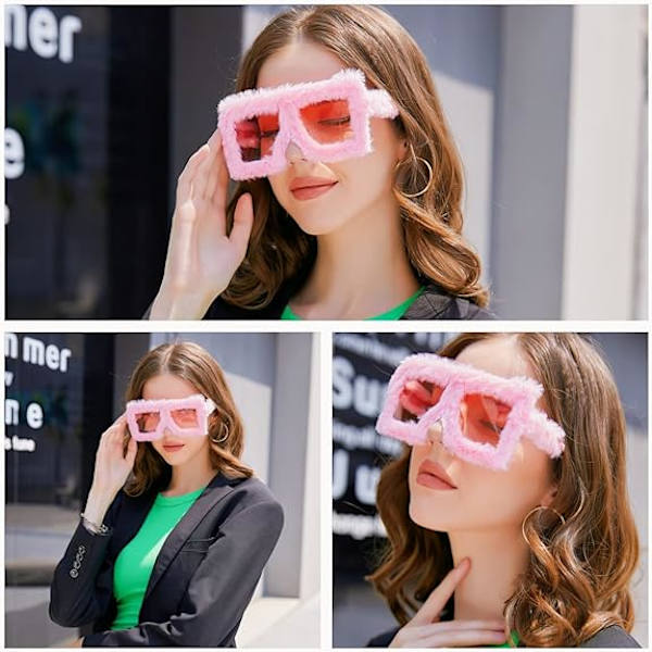 152mm rosa plysj fuzzy flat top mote firkantet store nyanser punk myk