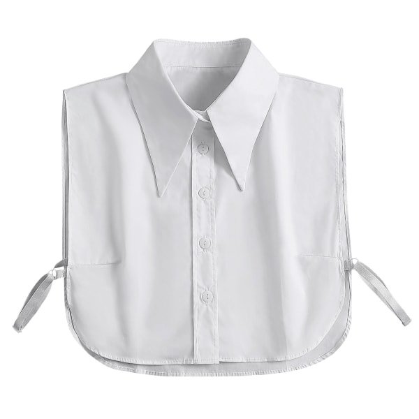 Falsk krage avtagbar bluse, hvit stativ vintage halvskjorte, avtagbar