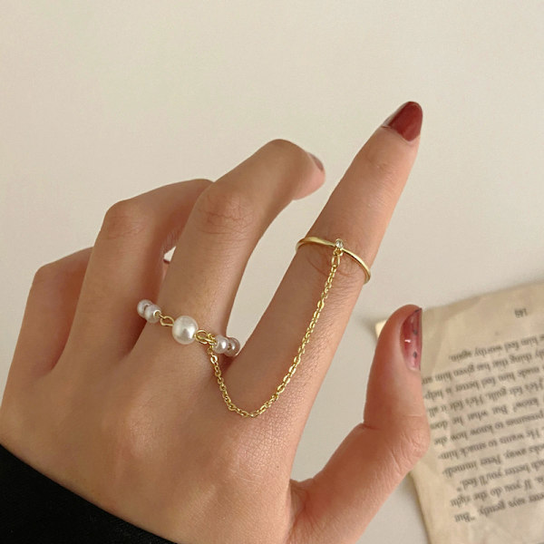 Generisk kvinnlig kedjefingerring stapelbara fingerringkedjor justerbara