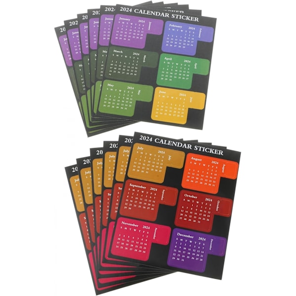 12 ark 2024 Index Stickers Färgglada Dekor Notebook Flikar Papper Stick
