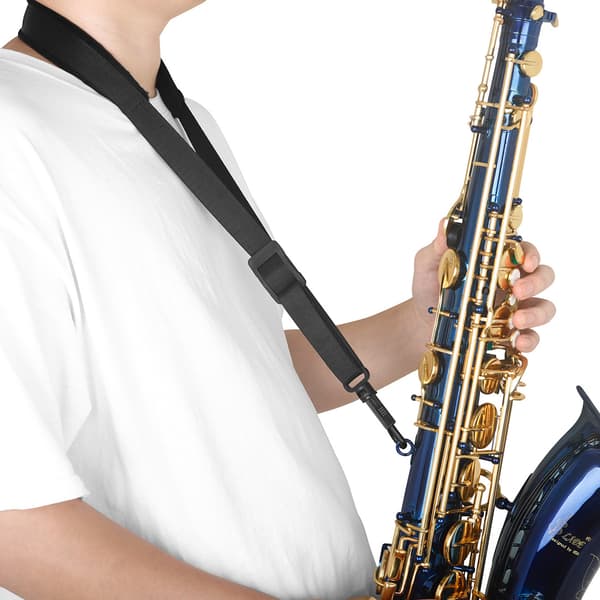 1 st Saxofonrem, Justerbar Vadderad Sax Axelrem, Svart för