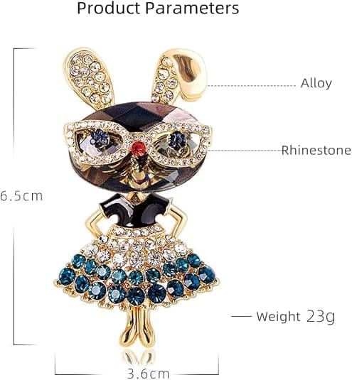 Rhinestone Lady Rabbit Brosch Pin för kvinnor flickor mode Crystal Bunn