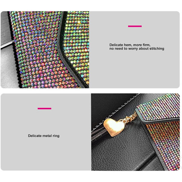 Korthållare i mikrofiberläder, Bling Bling Rhinestone Dam W