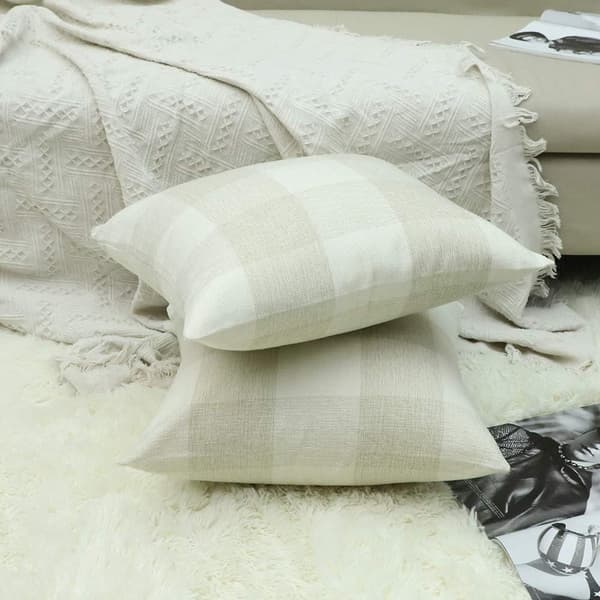 Kuddfodral Geometriskt Gitter Kuddfodral för Soffa Hem Vardagsrum Sovrum Heminredning, 45x45cm, Set om 2 Stycken(Beige｜2 stycken)