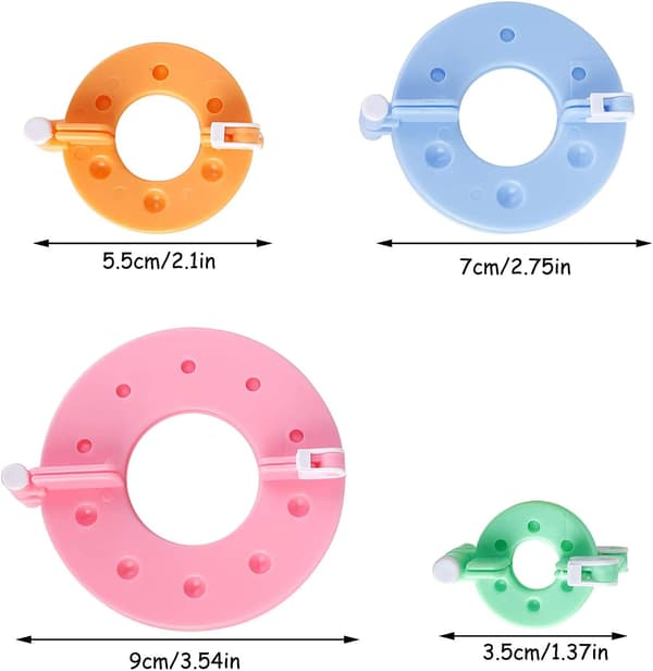 Pakke med 8 Pompom Maker 4 størrelser Bobble Maker til håndværk Fluff Ball Weav