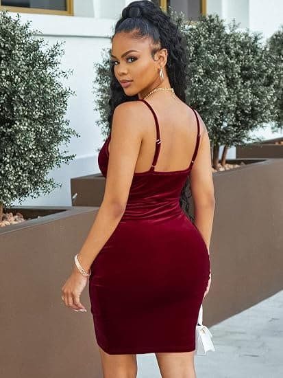 Kvinders Fløjls Bodycon Minikjole Wrap V-hals Spaghetti Stropper Ærmeløs