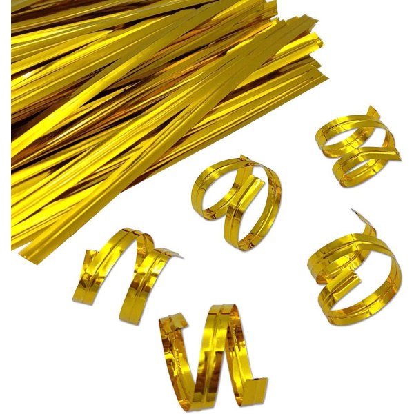 Aluminium Golden Chocolate Twisters Ribbon Ties, Metallic Twist Ties C