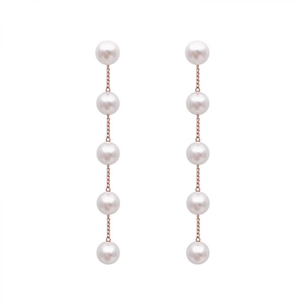 Boho Pärla Drop Dangle Örhänge Guld Långa Tassel Örhängen Tiny Chain Vi