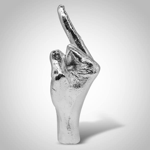 Sølv Polyresin Håndbevegelse Skrivebord Statuer Finger Skulptur Dekor Ring