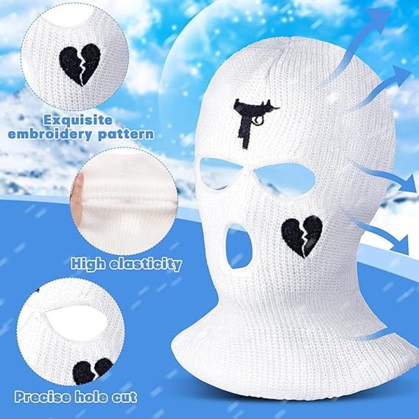 Unisex broderad balaclava stickad full ansiktsmask skidmask för löpning