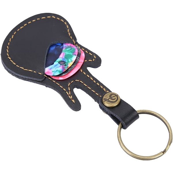 Guitar Pick Taske, Bærbar Læder Messing Guitar Pick Taske Sleeve Holder
