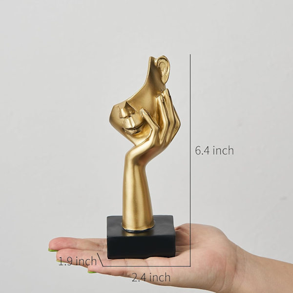Gull Dekor Kunst Kvinne Ansikt Statue, 6.4\" H Tenker Statuer for Hjemmedekor