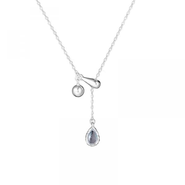 Blå dråbe halskæde, S925 Sterling sølv justerbar halskæde, Multi