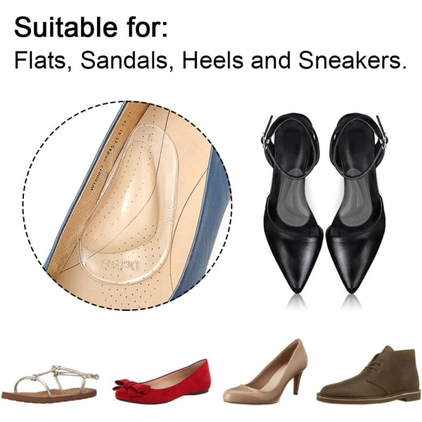 Arch Support Shoe Insoles for Flat Feet, Gel Arch Inserts for Plantar