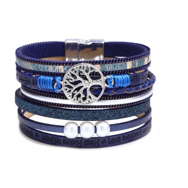 Armband för kvinnor tonårsflickor Boho smycken läder manschett armband armband