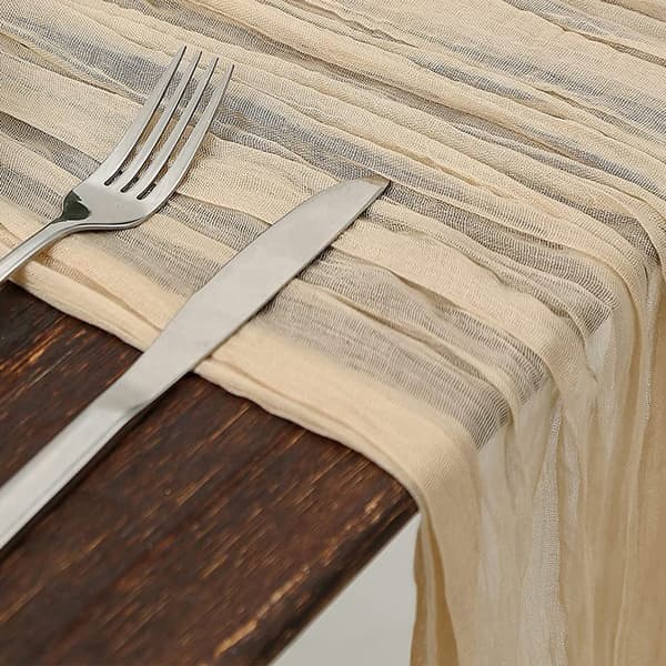 Champagne Cheesecloth Bordsløper: 90*180cm Rustik Gasbind Boho Bryllup
