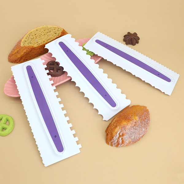 Frosting Smoother, Harmless Plastic Cake Scraper Comb, Food‑Grade 3Pcs