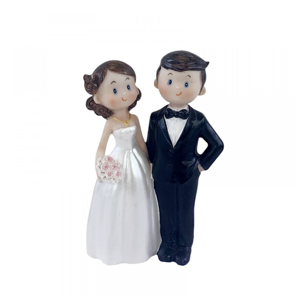 Bryllupskake Topper Brud og Brudgom Figurer Liten Harpiks Par Dukke
