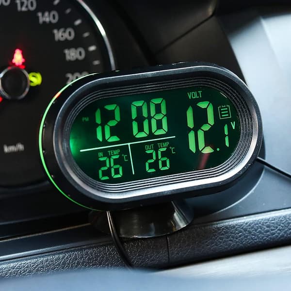 Bil 9V LCD Lysende Klokke, Bil Termometer Digital Klokke Auto Kjøretøy