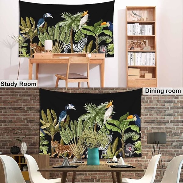 Tropiske planter om natten Gobeliner Stor størrelse 80x60 tommer Jungle Anima