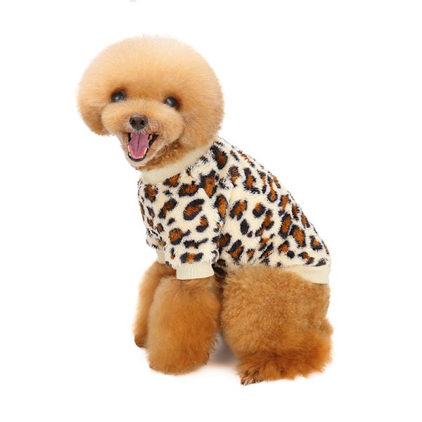 Kæledyrstøj, fortykket leopardprint hundetøj, 2-delt hundefleece c