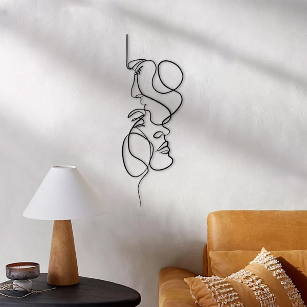 Nordique visage Art Silhouette métal véritable amour mur Art décoration