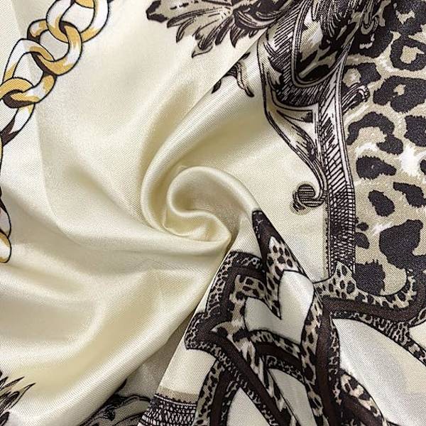 Sidenliknande sjal, dammode mönster, stor fyrkantig satinscarf H