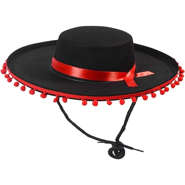 Fun Party Hat Matador Outfit – Espanjalainen Hat – Musta ja Punainen Matador Hat