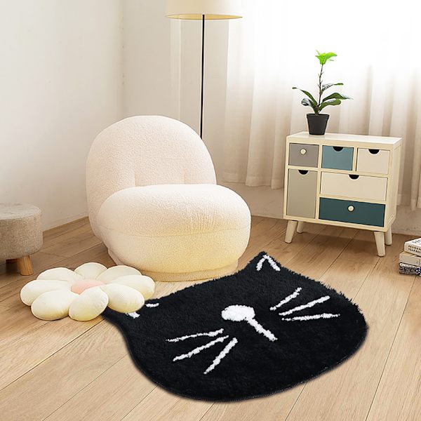 Badrumsmatta halkfri mjuk duschmatta tvättbar, absorberande badmatta för vardagsrum sovrum badrum - 23,6\" x 23,6\", svart