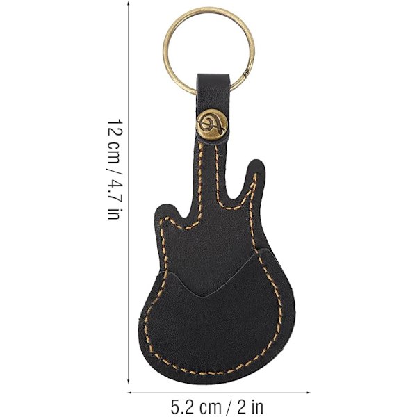 Guitar Pick Taske, Bærbar Læder Messing Guitar Pick Taske Sleeve Holder