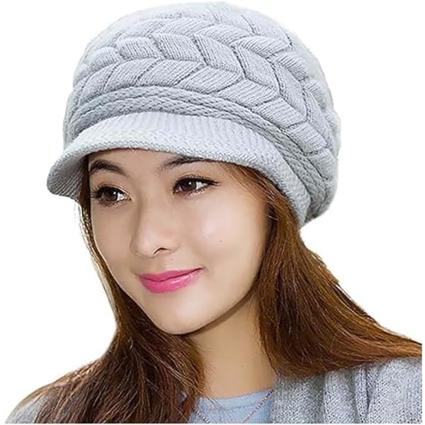 Womens Winter Beanie Warm Knitted Slouchy Wool Hats Cap with Visor