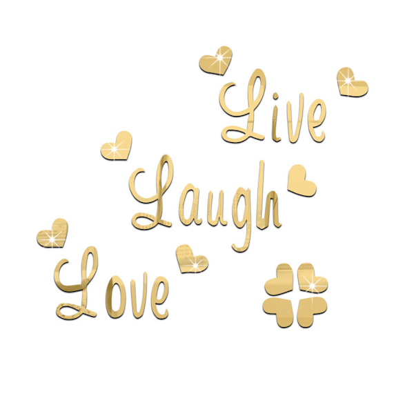Live Love Laugh Golden Wall Decal Sticker Hjemmedekorasjon – Dekorativ