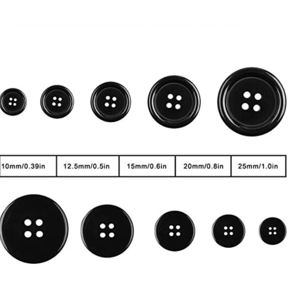 Svarta knappar, knappar för hantverk, 100st diverse knappar för sömnad, D