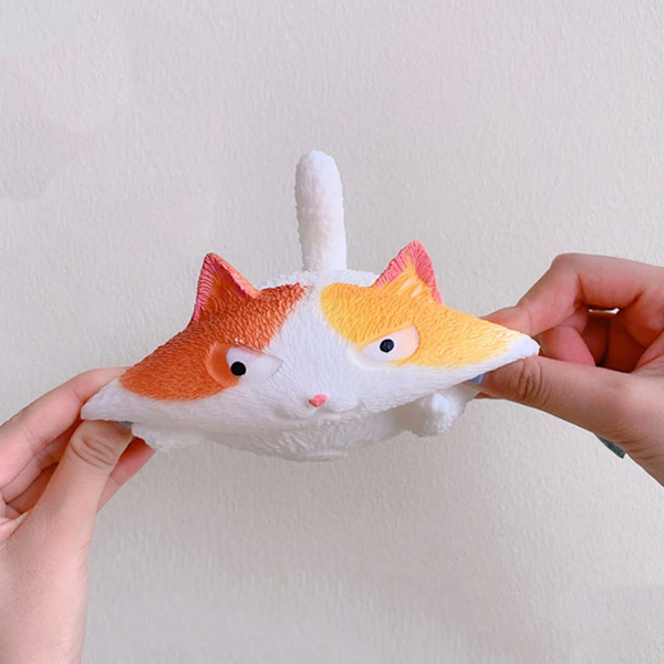 (vit) Arg kattform stressboll, söt kattform leksak, anti-stress T