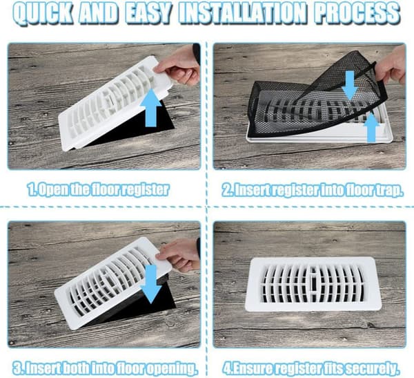 Ventilationsgitterdæksel | 6-pak gulvafløbsdækselfælde | 4\" x 10\"