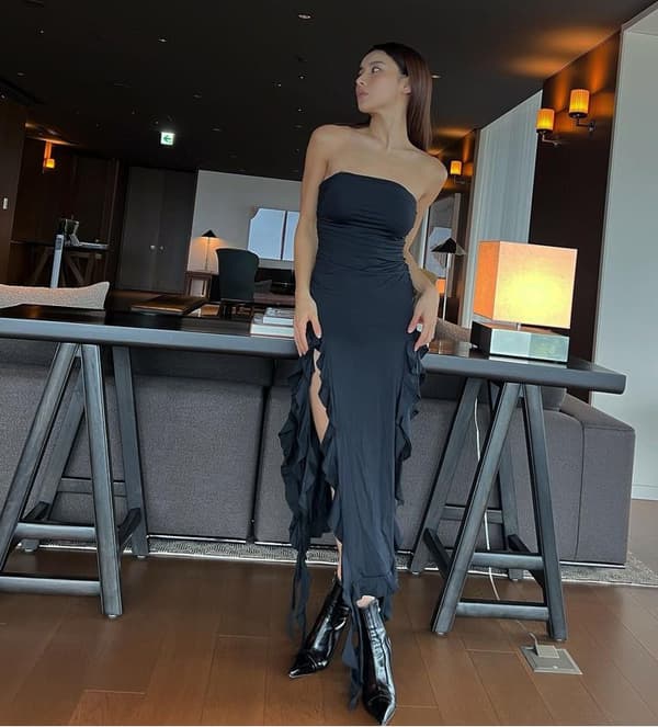 Kvinner Uregelmessig Volang Hem Strapless,L