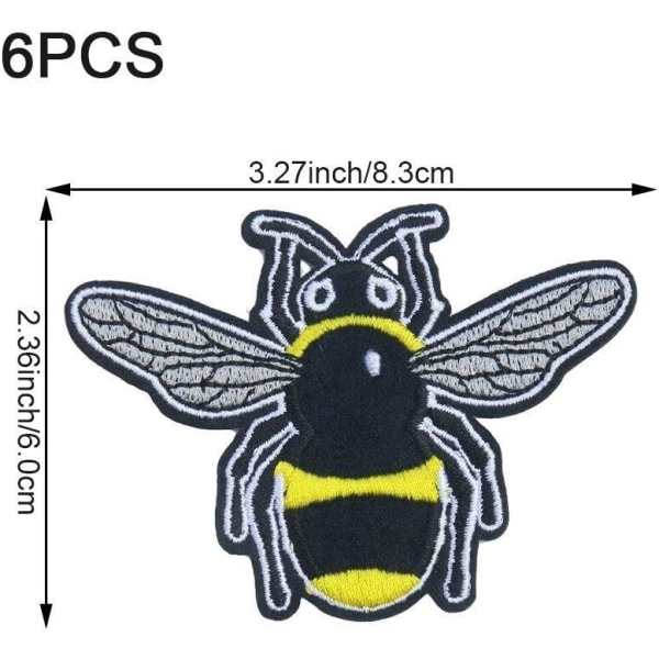 Mehiläisen kirjailtu paikka 6 kpl Eläin Silitys Ompele Applique Koristeellinen R
