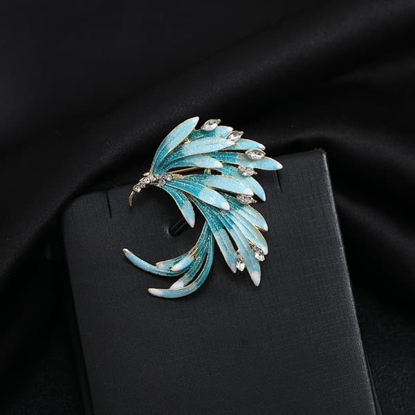 Emalje broche gradient diamant sæt elegant fjer corsage broche swea