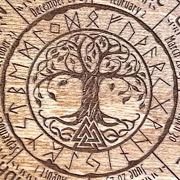 Årets hjul Träskylt - Livets träd, rund träskylt Retro Wa