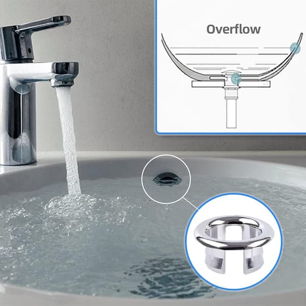 PCS Overflow Ring, Galvaniserad Ring Badrumsdekoration, Diskhotillbehör Används i kök, diskho, badrum