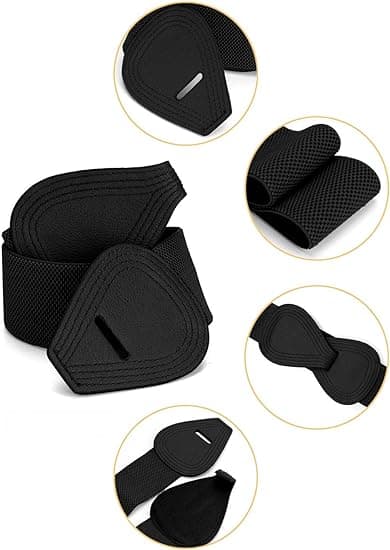 Interlock Spænde 8-formet Kunstlæder Elastisk Bælte Cinch Livrem til Dame sort 70CM