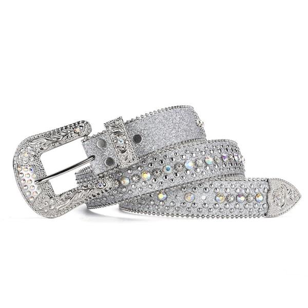 Studded Rhinestone Belts Women Fashionable Sparkly Diamond Belt Shiny