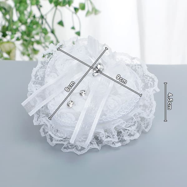 Hjerteformet bryllupsring pude bærer æske perle rose brude ring holder
