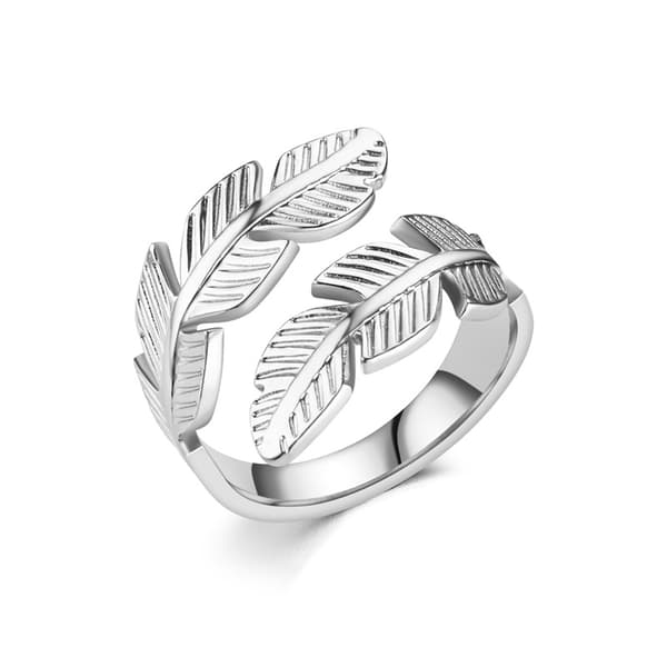 2 stk. Moderigtig fjer ring, rustfrit stål ring