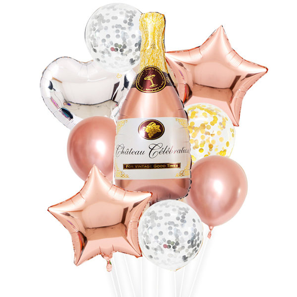 Champagneflaske Vinglass Feiring Fest Ballongsett Metall Lateks Ball