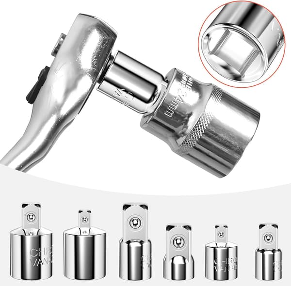 Stykker Pipeadapter, Skralleadapter, Pipeadaptere, Adapter 1/4\" til 3/8\", 1/2\" til 3/8\", 3/8\" til 1/4\", 3/8\" til 1/2\", 1/2\" til 1/4\", 1/4\" til 1/2\" for