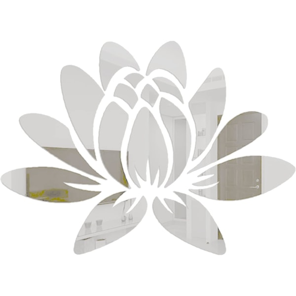 3d (silver) Lotus Acrylic Removable Mirror Wall Sticker Eco-friendly S