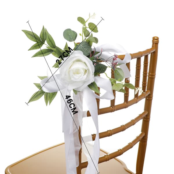 4 st bröllopsdekorationer för stolar, vita rosor, blommor för bröllopsstolar
