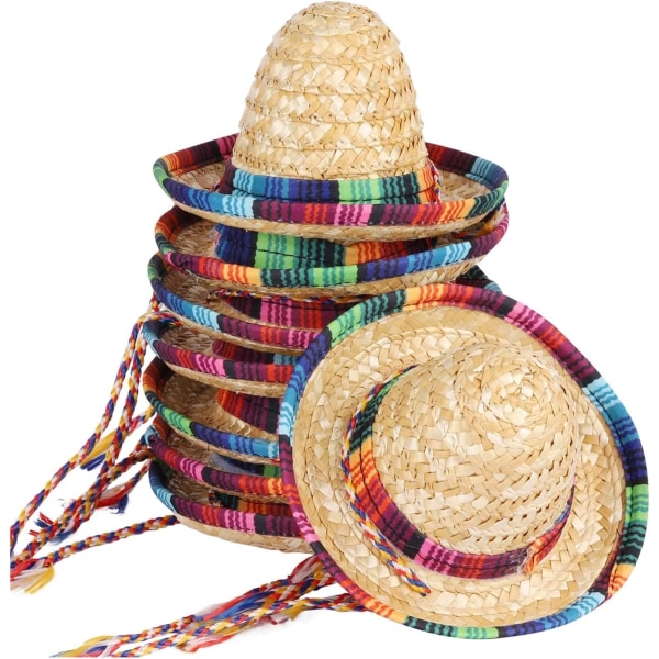 8 kappaletta Mini Sombrero -juhlia Hattuja Fiesta Juhlat Koristeet Juhlatarvikkeet Sombrero Asu Hatut Pöydälle, Nuket, Koirat - 5.9 Tuumaa