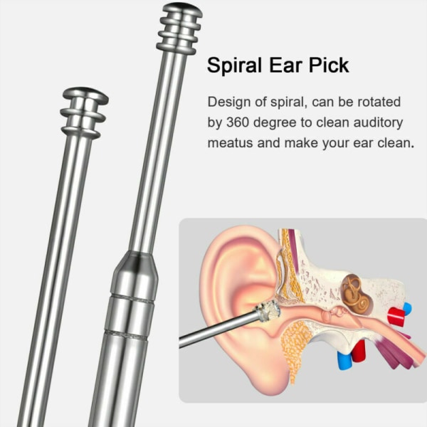 Korvavahanpoistosarja, 8 kpl Innovatiivinen Spring Earwax Cleaner set -